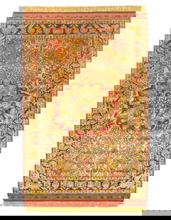 Double-Sided Persian Hand-knotted ALL Silk Quchan Rug 3'2'' X 5': Double-Sided Persian Hand-knotted ALL Silk Quchan Rug 3'2'' X 5' - New, Quchan, Hand-Knotted, Pure Silk, 300 -D14266- 862.This item is part of our fine auction collection which includes many fine home