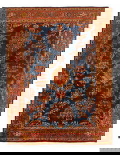 Navy Blue Fine Hand Knotted Persian sarouk Design 9'X 12': Navy Blue Fine Hand Knotted Persian sarouk Design 9'X 12' - NEW, Sarouk, Hand-Knotted, Lamb's Wool, 300 -D14913- 862.This item is part of our fine auction collection which includes many fine home acce