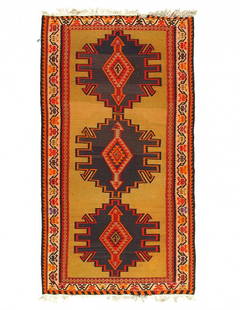 Rust Vintage Persian Reversible Kilim Flat Weave 5'6"X 10'1": Rust Vintage Persian Reversible Kilim Flat Weave 5'6"X 10'1" - CIRCA 1940, Shiraz, Hand-Woven, Lamb's Wool, 300 -53215- 862.This item is part of our fine auction collection which includes many fine ho