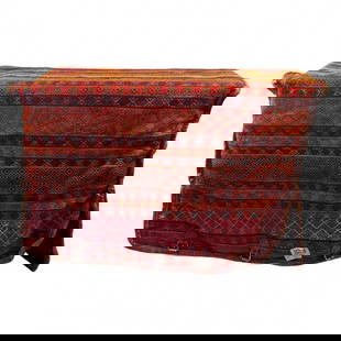 Antique Persian Mafrash Cargo Bag 2' X 3'8'': Antique Persian Mafrash Cargo Bag 2' X 3'8'' - 1900, Shiraz, Hand-Knotted, Wool, 300 -D00823- 862.This item is part of our fine auction collection which includes many fine home accessories including a