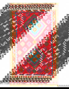 Vintage Persian Shiraz Kilim Rug 5'2"X 8'3': Vintage Persian Shiraz Kilim Rug 5'2"X 8'3' - CIRCA 1960, Shiraz, Hand-Woven, Lamb's Wool, 300 -16181- 862.This item is part of our fine auction collection which includes many fine home accessories in