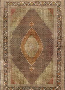 Navy Persian Tabriz Fish Design 13'2" X 19'6": Navy Persian Tabriz Fish Design 13'2" X 19'6" - New, Tabriz, Hand-Knotted, Wool & Silk, 300 -D03558- 862.This item is part of our fine auction collection which includes many fine home accessories incl