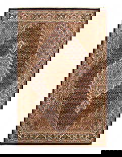 Genuine Tabriz Fish Design Silk & Wool Pile Rug 4' X 6'2": Genuine Tabriz Fish Design Silk & Wool Pile Rug 4' X 6'2" - NEW, Tabriz, Hand-Knotted, Wool & Silk, 300 -D14988- 862.This item is part of our fine auction collection which includes many fine home acce