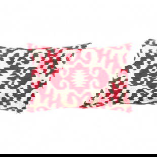TI 163 Red White Designer Ikat Velvet Throw Pillow - 24”W X 16”D X 3”H: TI 163 Red White Designer Ikat Velvet Throw Pillow - New, Ikat, Hand-made, Velvet Silk, 300 -TI. 163- 862.This item is part of our fine auction collection which includes many fine home accessories inc