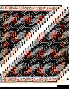 Black Color Fine Hand knotted Abusson 7'9'' X 9'4'': Black Color Fine Hand knotted Abusson 7'9'' X 9'4'' - , Abussan, Hand-Knotted, Flat Weave, 300 -12455- 862.This item is part of our fine auction collection which includes many fine home accessories in