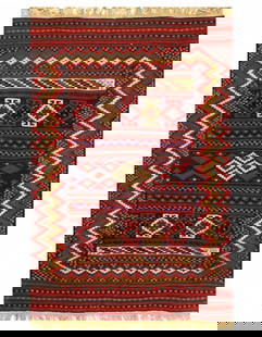 Red Persian Hand Knotted Bakhtiari Rug 4'8'' X 6'11'': Red Persian Hand Knotted Bakhtiari Rug 4'8'' X 6'11'' - 1970, Bakhtiari, Hand-made, Flat Weave, 300 -53319- 862.This item is part of our fine auction collection which includes many fine home accessori