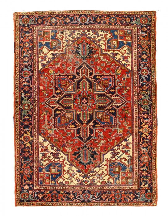 Rust Persian Antique Heriz Rug 6'8" X 9'4'': Rust Persian Antique Heriz Rug 6'8" X 9'4'' - Circa 1920, Heriz, Hand-Knotted, Lamb's Wool, 300 -d12589- 862.This item is part of our fine auction collection which includes many fine home accessories