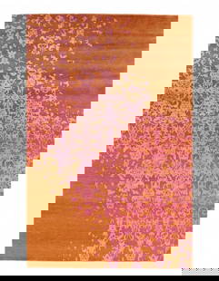 Rust Color Modern Hand Knotted  Rug 6' X 9': Rust Color Modern Hand Knotted Rug 6' X 9' - New, Modern, Hand-Knotted, Wool & Silk, 300 -D10989- 862.This item is part of our fine auction collection which includes many fine home accessories includi