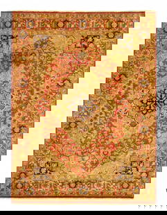 Ivory Fine Hand Knotted  Mothesham Rug 5' X 7': Ivory Fine Hand Knotted Mothesham Rug 5' X 7' - New, Mohtesham Kashan, Hand-Knotted, Lamb's Wool, 300 -D06236- 862.This item is part of our fine auction collection which includes many fine home access