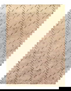 Gray Moroccon 6' X 9': Gray Moroccon 6' X 9' - New, Moroccan, Hand-Knotted, Lamb's Wool, 300 -D06670- 862.This item is part of our fine auction collection which includes many fine home accessories including antique rugs, vi