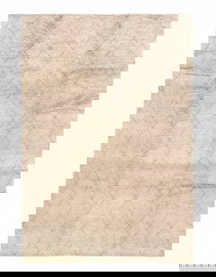 Ivory Moroccon 6'  X 9': Ivory Moroccon 6' X 9' - New, Moroccan, Hand-Knotted, Lamb's Wool, 300 -D06675- 862.This item is part of our fine auction collection which includes many fine home accessories including antique rugs, v