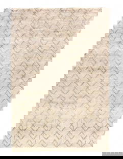 Ivory Hand Knotted  Moroccon 6'  X 9': Ivory Hand Knotted Moroccon 6' X 9' - New, Moroccan, Hand-Knotted, Lamb's Wool, 300 -D06674- 862.This item is part of our fine auction collection which includes many fine home accessories including an
