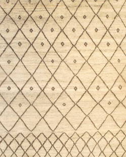 Beige Moroccon 8' X 10': Beige Moroccon 8' X 10' - New, Moroccan, Hand-Knotted, Lamb's Wool, 300 -D06660- 862.This item is part of our fine auction collection which includes many fine home accessories including antique rugs,