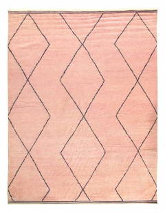 Pink Color Fine Hand knotted Moroccon Rug 9'6'' X 12': Pink Color Fine Hand knotted Moroccon Rug 9'6'' X 12' - New, Moroccan, Hand-Knotted, Lamb's Wool, 300 -D14387- 862.This item is part of our fine auction collection which includes many fine home access