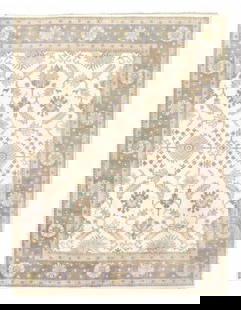 Ivory Fine Hand Knotted Oushak Rug 9' X 12': Ivory Fine Hand Knotted Oushak Rug 9' X 12' - New, Oushak, Hand-Knotted, Lamb's Wool, 300 -D11620- 862.This item is part of our fine auction collection which includes many fine home accessories includ