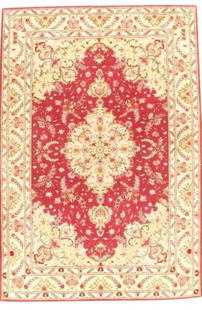 Rust  Fine Persian Tabriz Rug - 6'7" x 10': Rust Fine Persian Tabriz Rug - 6'7" x 10' - New, Tabriz, Hand-Knotted, Wool, 300 -D04418- 862.This item is part of our fine auction collection which includes many fine home accessories including antiq