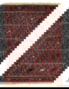 Red Persian yalameh  6'7" X 9'1": Red Persian yalameh 6'7" X 9'1" - New, Yalameh, Hand-Knotted, Lamb's Wool, 300 -D09551- 862.This item is part of our fine auction collection which includes many fine home accessories including antique
