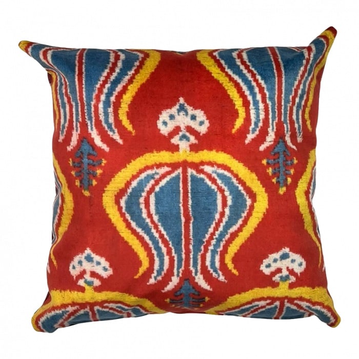 Pasargad Turkish Style Ikat Pillow - 16'' X 16'': Pasargad Turkish Style Ikat Pillow - New, Ikat, Hand-Woven, Velvet Silk, 300 -P-SS 5- 862.This item is part of our fine auction collection which includes many fine home accessories including antique r