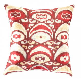 Pasargad Oasis Collection Silk Velvet Ikat Pillow -20" x 20": Pasargad Oasis Collection Silk Velvet Ikat Pillow - 20?w ? 20?h - New, Ikat, Hand-Woven, Velvet Silk, 300 -TI 78- 862.This item is part of our fine auction collection which includes many fine home acc