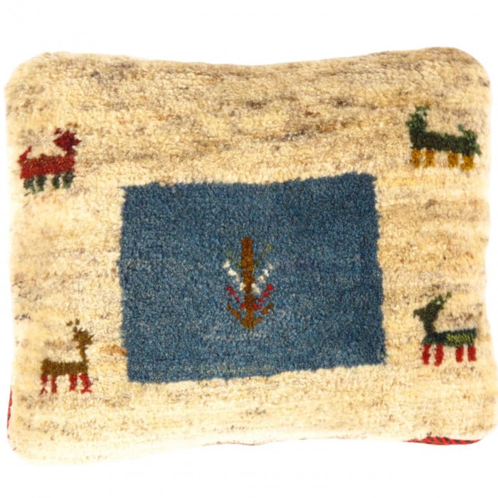 Fine Hand knotted Persian Gabbeh pillow 14'' X 17": Fine Hand knotted Persian Gabbeh pillow 14'' X 17" - New, Gabbeh, Handmade , Lamb's Wool, 300 -PG 209- 862.This item is part of our fine auction collection which includes many fine home accessories in