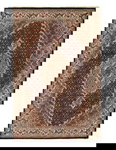 Tabriz Mahi Design Silk & Wool Rug 4' X 6': Tabriz Mahi Design Silk & Wool Rug 4' X 6' - NEW, Tabriz, Hand-Knotted, Wool & Silk, 300 -d12598,D12599- 862.This item is part of our fine auction collection which includes many fine home accessories