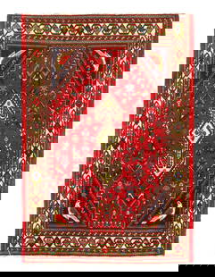 Red Fine Hand Knotted  Persian Abadeh Rug 3' X 5': Red Fine Hand Knotted Persian Abadeh Rug 3' X 5' - New, Abadeh, Hand-Knotted, Wool, 300 -D08658- 862.This item is part of our fine auction collection which includes many fine home accessories includin