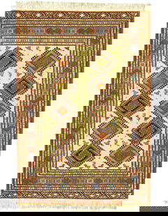Fine Hand Knotted Persian vintage Ardabill Rug 4' X 6'4'': Fine Hand Knotted Persian vintage Ardabill Rug 4' X 6'4'' - 2000, All Over, Hand-Knotted, Lamb's Wool, 300 -52203- 862.This item is part of our fine auction collection which includes many fine home ac