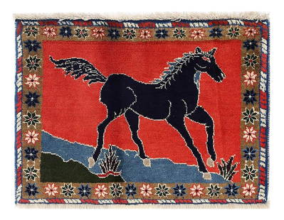 Fine Hand knotted Persian Shiraz rug 2' X 2'8'': Fine Hand knotted Persian Shiraz rug 2' X 2'8'' - CIRCA 1970, Animal, Hand-Knotted, Lamb's Wool, 300 -D13784- 862.This item is part of our fine auction collection which includes many fine home accesso