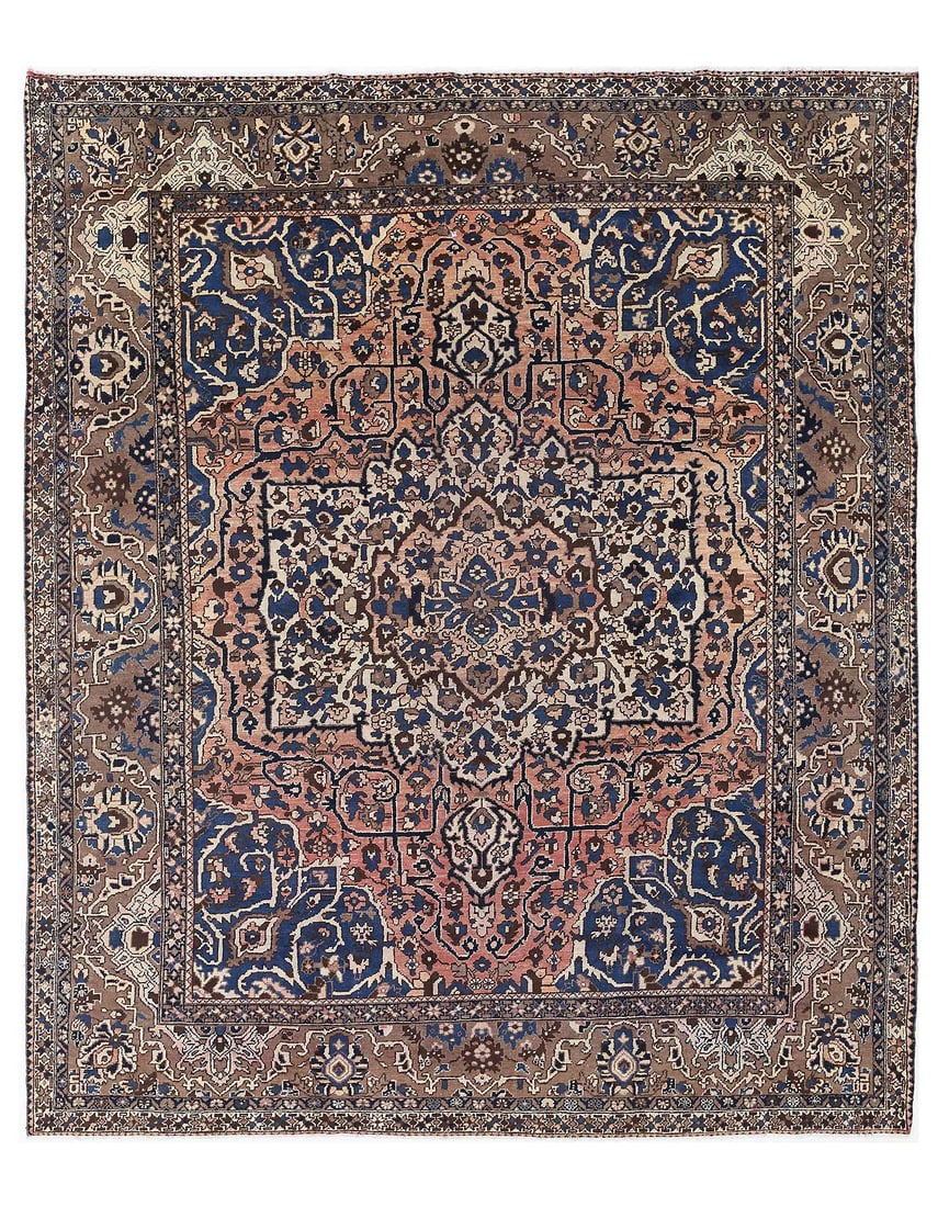 Persian Antique Bakhtiari 10'X 12'5": Persian Antique Bakhtiari 10'X 12'5" - CIRCA 1930, Bakhtiari, Hand-Knotted, Lamb's Wool, 300 -D14047- 862.This item is part of our fine auction collection which includes many fine home accessories inc
