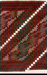 Ivory Balouchi prayer Rug 3' x 5': Ivory Balouchi prayer Rug 3' x 5' - , Baluch, Hand-Knotted, Lamb's Wool, 300 -D08735- 862.This item is part of our fine auction collection which includes many fine home accessories including antique r