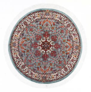 Fine Hand knotted Persian Bidjar round rug 3'5'' X 3'5'': Fine Hand knotted Persian Bidjar round rug 3'5'' X 3'5'' - New, Bidjar, Hand-Knotted, Lamb's Wool, 300 -D13662- 862.This item is part of our fine auction collection which includes many fine home acces