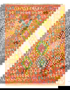 Pasargad Caucasian Tribal Style Flat Weave kilim 4'2'' X 5'6'': Pasargad Caucasian Tribal Style Flat Weave kilim 4'2'' X 5'6'' - New, Flat Weave, Hand-Knotted, Flat Weave, 300 -D14229- 862.This item is part of our fine auction collection which includes many fine h