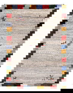 Beige color Fine Hand knotted Persian Gabbeh 2'8'' X 3'11'': Beige color Fine Hand knotted Persian Gabbeh 2'8'' X 3'11'' - New, Gabbeh, Hand-Knotted, Lamb's Wool, 300 -D13930- 862.This item is part of our fine auction collection which includes many fine home ac