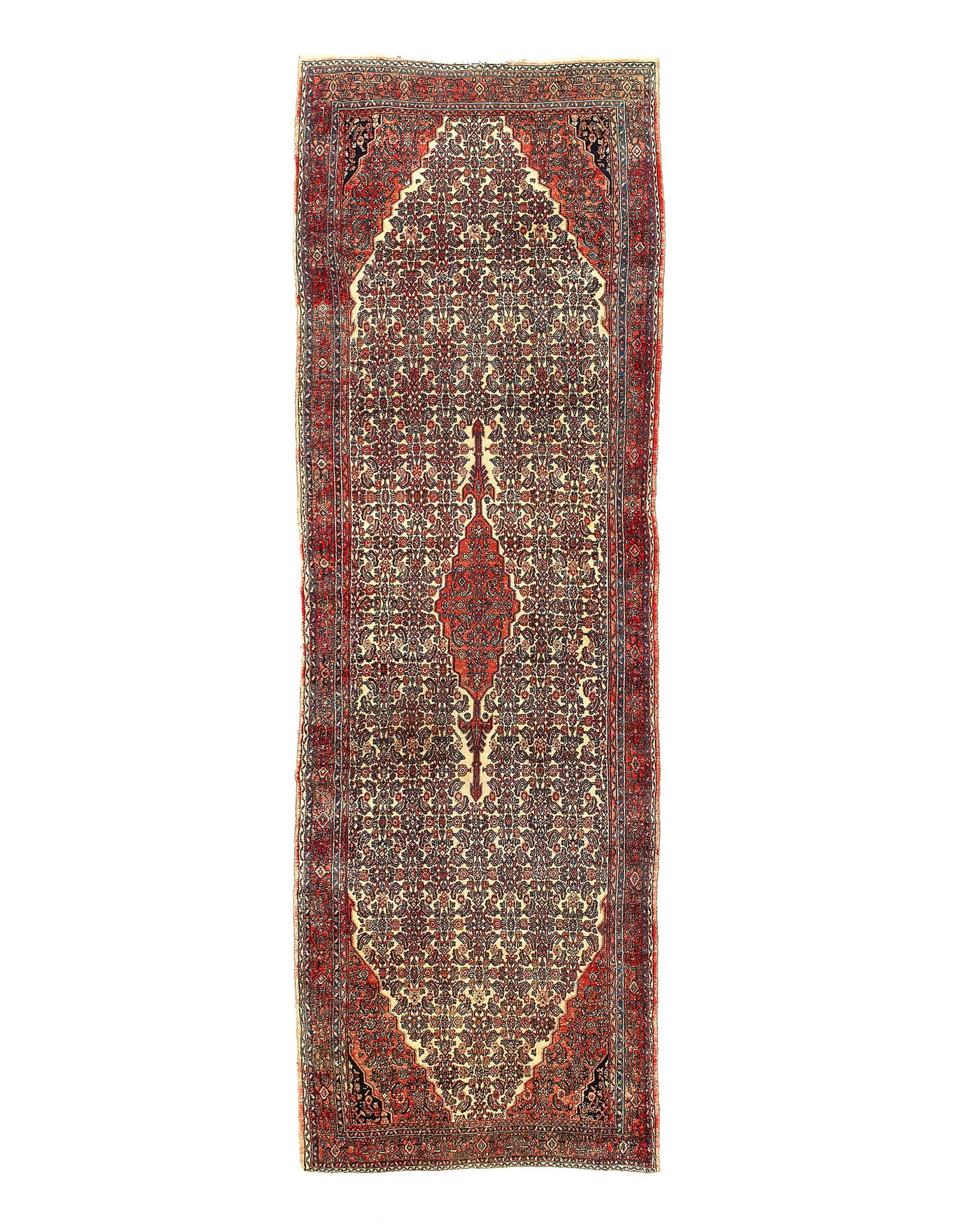 Ivory Fine Hand Knotted Persian Antique Hamdan Runner 5'6'' X 17'8'': Ivory Fine Hand Knotted Persian Antique Hamdan Runner 5'6'' X 17'8'' - Circa 1920, Hamadan, Hand-Knotted, Lamb's Wool, 300 -D11654- 862.This item is part of our fine auction collection which includes