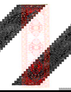 Red Persian Hand Knotted Hamdan Runner 3'5'' X 9'9'': Red Persian Hand Knotted Hamdan Runner 3'5'' X 9'9'' - Circa 1940, Hamadan, Hand-Knotted, Lamb's Wool, 300 -36902- 862.This item is part of our fine auction collection which includes many fine home ac