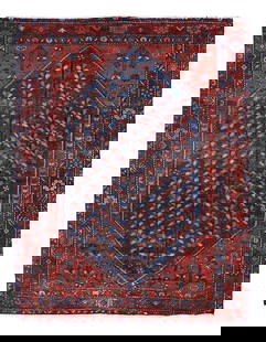 Persian Antique Hamadan rug 5' X 6'5'': Persian Antique Hamadan rug 5' X 6'5'' - Circa 1920, Hamadan, Hand-Knotted, Lamb's Wool, 300 -D13671- 862.This item is part of our fine auction collection which includes many fine home accessories inc
