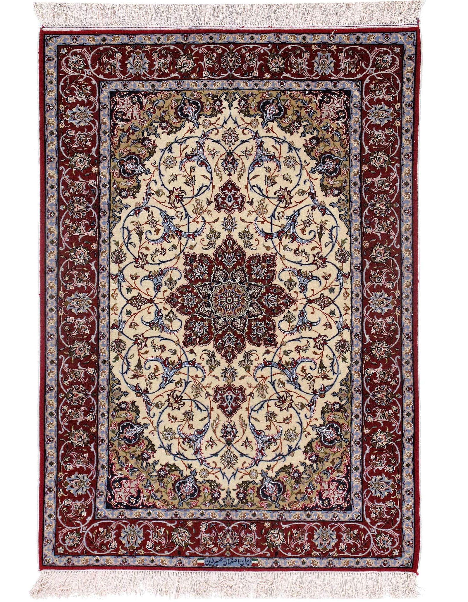 Ivory Persian Isfahan Serafian 3'8" X 5'4": Ivory Persian Isfahan Serafian 3'8" X 5'4" - New, Isfahan, Hand-Knotted, Wool & Silk, 300 -D09653- 862.This item is part of our fine auction collection which includes many fine home accessories includ