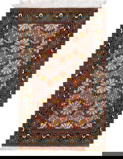 Multi color  Isfahan Silk & wool 5'2" X 8'6": Multi color Isfahan Silk & wool 5'2" X 8'6" - New, Isfahan, Hand-Knotted, Wool & Silk, 300 -D09630- 862.This item is part of our fine auction collection which includes many fine home accessories inclu