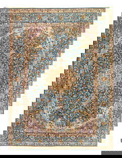 Light blue Hand Knotted Persian Isfahan 9'11'' X 13'9'': Light blue Hand Knotted Persian Isfahan 9'11'' X 13'9'' - Circa 1970, Isfahan, Hand-Knotted, Lamb's Wool, 300 -D11087- 862.This item is part of our fine auction collection which includes many fine hom