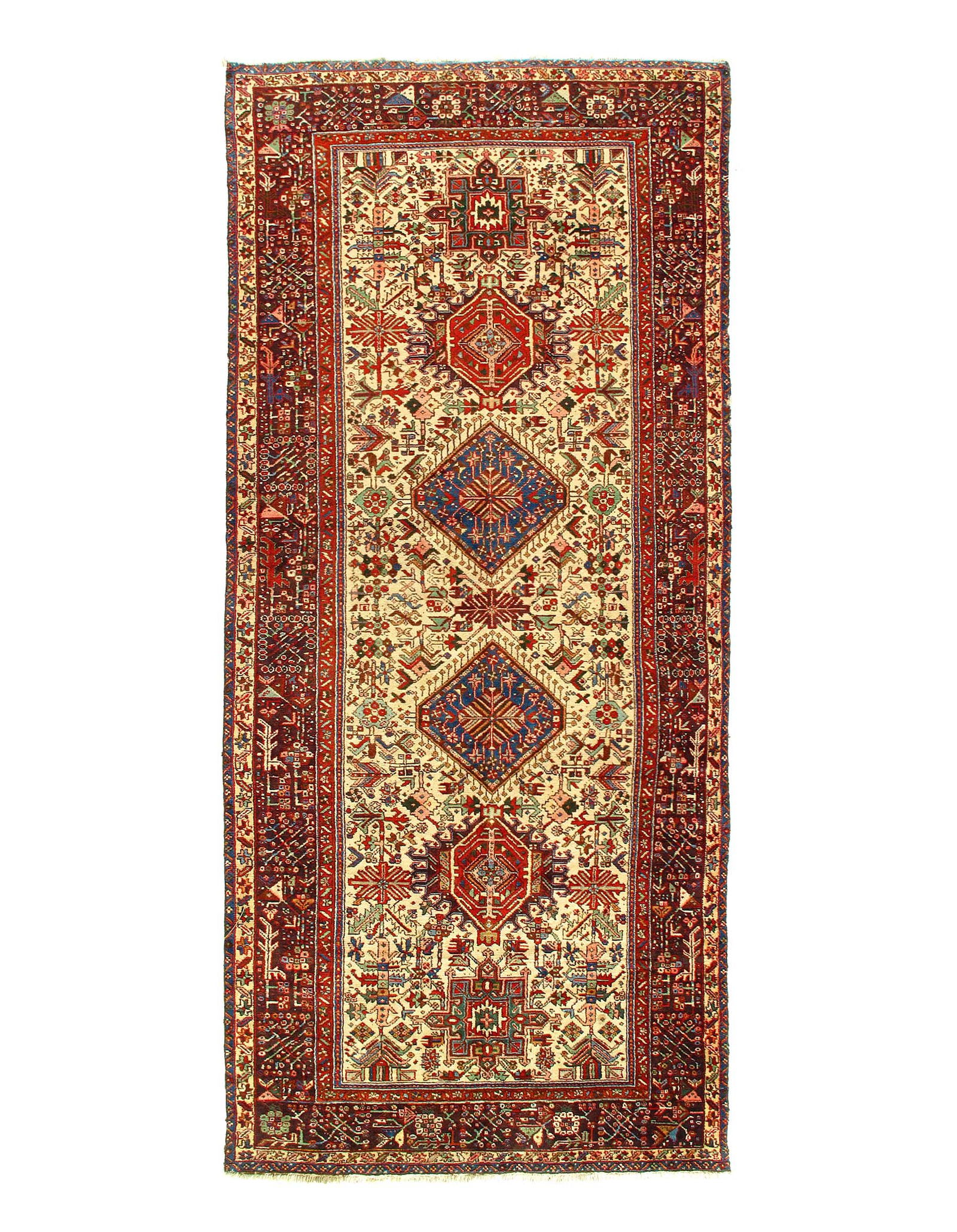 Persian Antique Hand Knotted Persian Karajeh 5' X 12': Persian Antique Hand Knotted Persian Karajeh 5' X 12' - Circa 1920, Karaja, Hand-Knotted, Lamb's Wool, 300 -D10538- 862.This item is part of our fine auction collection which includes many fine home a