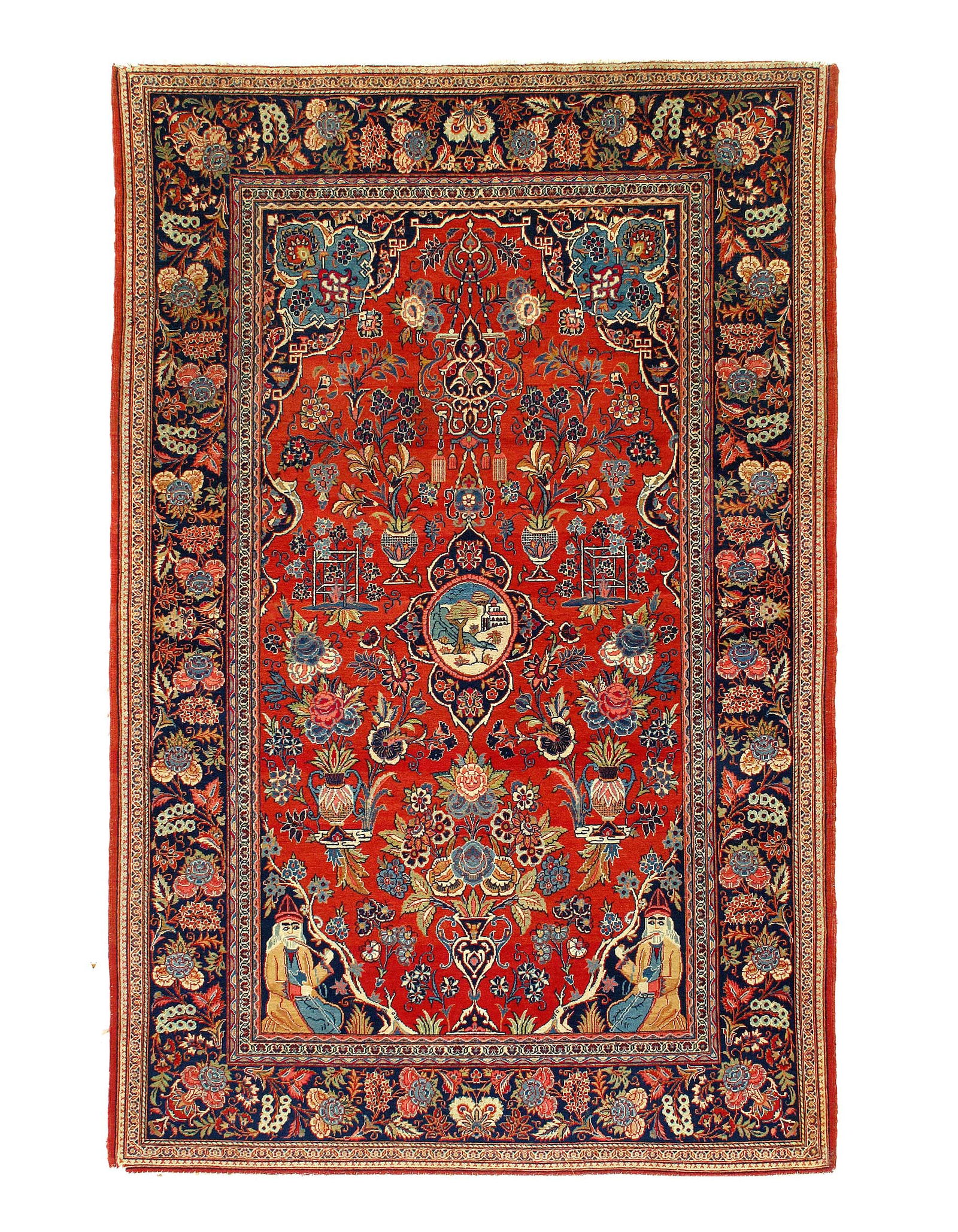 Fine Hand knotted Persian Antique Kashan 4'5'' X 7': Fine Hand knotted Persian Antique Kashan 4'5'' X 7' - Circa 1910, Kashan, Hand-Knotted, Lamb's Wool, 300 -D11805- 862.This item is part of our fine auction collection which includes many fine home acc