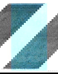 Blue Handmade Overdyed Persian Kashan rug 3'9'' X 6'9'': Blue Handmade Overdyed Persian Kashan rug 3'9'' X 6'9'' - 1980, Kashan, Hand-Knotted, Lamb's Wool, 300 -D13947- 862.This item is part of our fine auction collection which includes many fine home acces