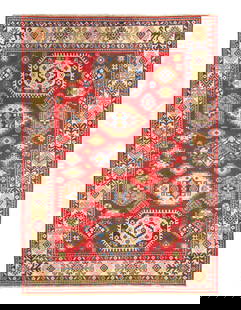Fine Hand knotted Kazak Rug 5'5'' X 7'8'': Fine Hand knotted Kazak Rug 5'5'' X 7'8'' - New, Kazak, Hand-Knotted, Lamb's Wool, 300 -D14119- 862.This item is part of our fine auction collection which includes many fine home accessories including