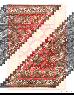 Red color Super fine hand knotted kazak rug 4' X 5'11'': Red color Super fine hand knotted kazak rug 4' X 5'11'' - New, Kazak, Hand-Knotted, Lamb's Wool, 300 -D14076- 862.This item is part of our fine auction collection which includes many fine home accesso
