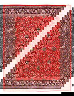 Red Sami antique Persian Hand Knotted Mahal 9'8'' X 13': Red Sami antique Persian Hand Knotted Mahal 9'8'' X 13' - Circa 1970, Mahal, Hand-Knotted, Lamb's Wool, 300 -16318- 862.This item is part of our fine auction collection which includes many fine home a