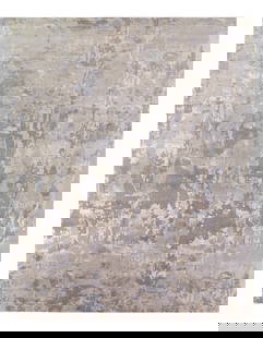 Gray Color Fine Hand Knotted Modern rug 12' X 15': Gray Color Fine Hand Knotted Modern rug 12' X 15' - New, Modern, Hand-Knotted, Wool & Silk, 300 -D11040- 862.This item is part of our fine auction collection which includes many fine home accessories