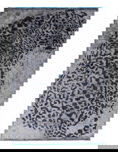 Gray color Overdye Modern Cheetah design rug 6'4'' X 9'4'': Gray color Overdye Modern Cheetah design rug 6'4'' X 9'4'' - CIRCA 1960, Modern, Hand-Knotted, Lamb's Wool, 300 -D14043- 862.This item is part of our fine auction collection which includes many fine h