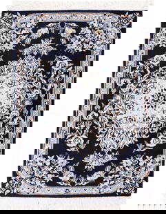 Navy Blue Silk & wool Nain Rug 2'X 3': Navy Blue Silk & wool Nain Rug 2'X 3' - NEW, Nain, Hand-Knotted, Wool & Silk, 300 -D13714- 862.This item is part of our fine auction collection which includes many fine home accessories including anti