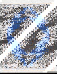 Light blue Fine Hand knotted Nain rug 2'3'' X 3': Light blue Fine Hand knotted Nain rug 2'3'' X 3' - New, Nain, Hand-Knotted, Wool & Silk, 300 -D13647- 862.This item is part of our fine auction collection which includes many fine home accessories inc