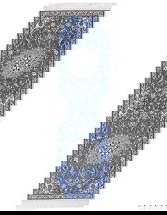 Light Blue Fine Hand knotted Silk & wool Nain Runner 2' X 6'5'': Light Blue Fine Hand knotted Silk & wool Nain Runner 2' X 6'5'' - New, Nain, Hand-Knotted, W&Rayon, 300 -D13653- 862.This item is part of our fine auction collection which includes many fine home acce